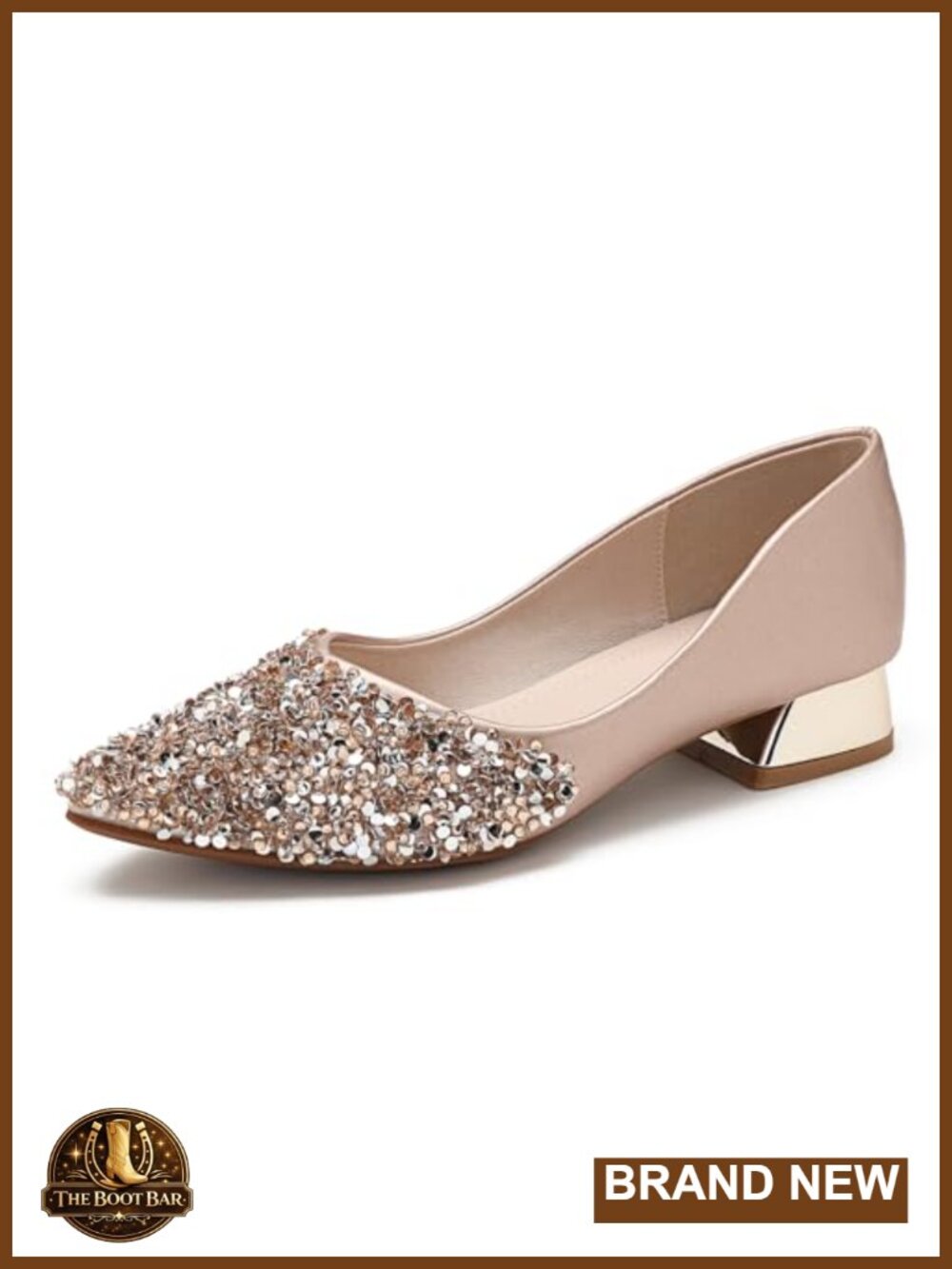 Women's Rhinestone Pointed Toe Platform Pumps Slingback Chunky Heels